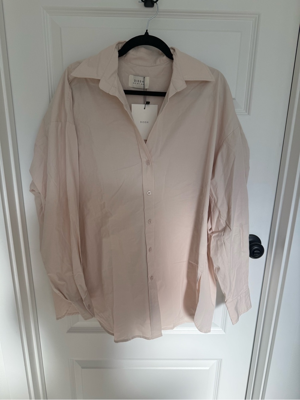 DISSH Oversized Classic Button-Down Shirt in Light Powder